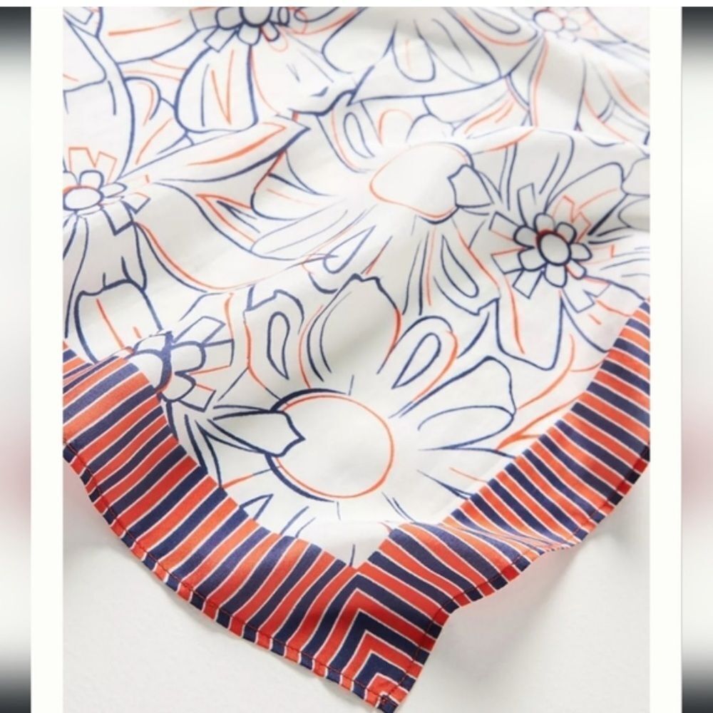 Maeve Floral Scarf with Red and White Accents by Anthropologie